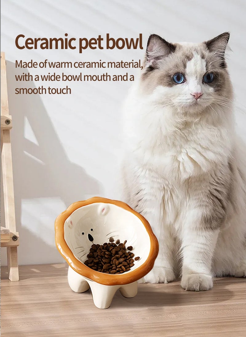 BEIRUI 2PCS Ceramic Cat Food Bowl - Anti-Vomit Elevated Feeding Dish for Cats and Small Dogs, Slip-Resistant Wide-Tilt Design, Dishwasher-Safe Pet Bowl - Image 4